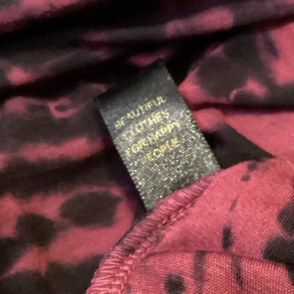 Indah Burgundy Black Tie Dye Slinky Full Length Wrap Maxi Dress S